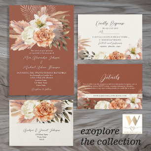 Boho Terracotta Peach Floral Wedding Tischnummer