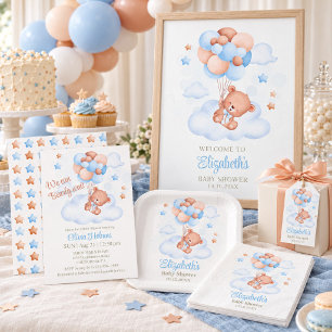 Teddybär im Himmel Baby Shower Einladung