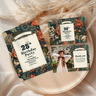 Vintage Aquarellfarben Blume Geburtstag Einladung