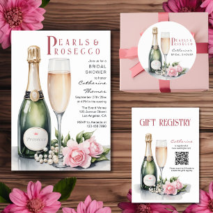 Perlen und Prosecco Florale elegante Bridal Shower Runder Aufkleber