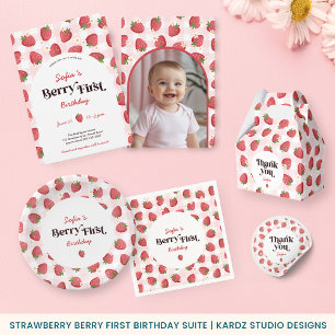 Strawberry Berry First Birthday Serviette