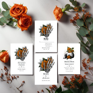 Orange Floral Gothic Wedding QR Code Einladung
