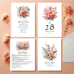 Peach Fuzz Floral Wedding Tischnummer