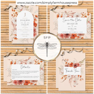 Boho Burnt Orange Arch Monogram Peach Dankeskarte