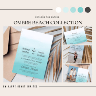 Ombre Beach Destination Ocean Starfish Wedding Einladung