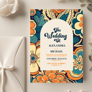 70er Floral Wedding Save The Date