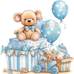 Blauer Teddybär Sterne Junge Baby Shower Dankeschö Dankeskarte