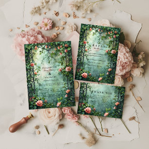 Alte Welt Botanischer Rosen-Garten-Hochzeit Dankeskarte