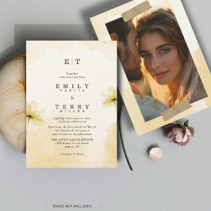 Golden Hour Grace Overlay Foto & Monogram Wedding Einladung