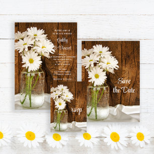 Mason Jar und Daisies Country Wedding RSVP Card