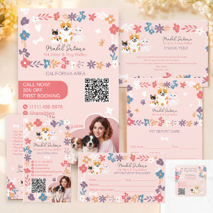 Whimsisches Blumentierliebhabergeschäft Dankeskarte