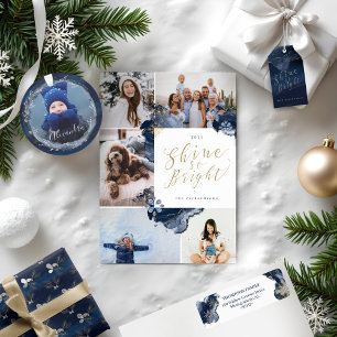 Elegante Wasserfarbe & Juwelen der Marine Shine so Geschenkpapier