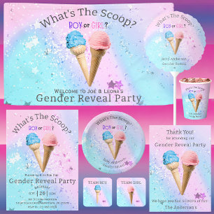 Eis Cream Gender Reveal TEAM GIRL Quadratischer Aufkleber