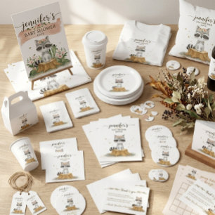 Raccoon Baby Shower New Mommy Vielen Dank Begleitkarte