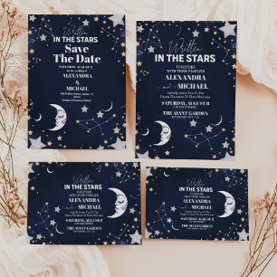 Foto Elegant Celestial Crescent Moon Wedding Dankeskarte