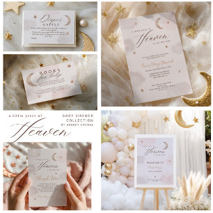Moon Stars Little Piece of Heaven Baby Shower Dankeskarte