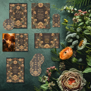 Dekorative Blumenhochzeit im Jugendstil Runder Aufkleber