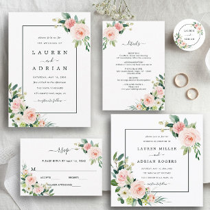 Blush Pink Bloom Wedding Runder Aufkleber