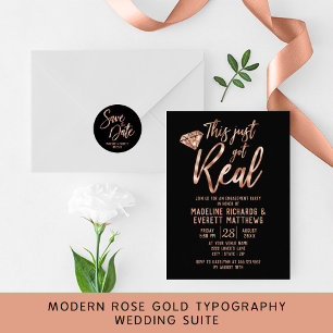 Rose Gold verkündet das Knot Wedding Foto Einladung