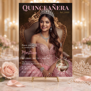 Elegante Foto-Quinceañera-Dankeskarten Einladung
