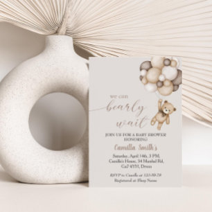 Niedlicher Bär mit Balloons Kinderdusche Einladung