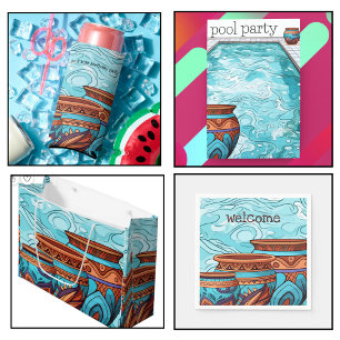 Aqua Blue Customizable Pool Party Einladung