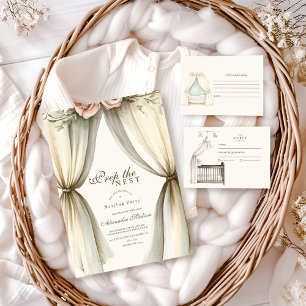 Vorbereitung der Nest Baby Dusche Note für Baby Begleitkarte