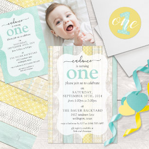 1. Geburtstagsminze & Gelbe Polka Dot 1 Runder Aufkleber