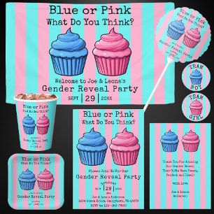 Blau Rosa, was glauben Sie, dass sich das Cupcake- Einladung