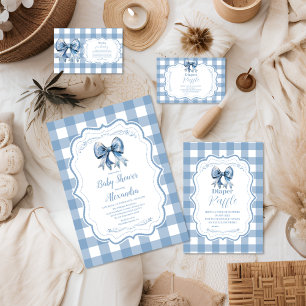 Niedlich Blue Bow Ribbon Gingham Books for Baby Begleitkarte