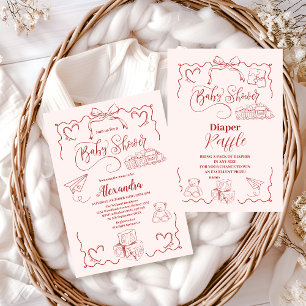 Pink Doodle Toys Bow Babydusche Bücher für Baby Begleitkarte