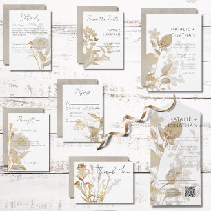 Neutral Tan Wildflowers Modern Response Card RSVP Karte