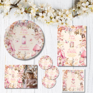 Magical Fairy Floral Garden Pixie 1. Geburtstag Runder Aufkleber