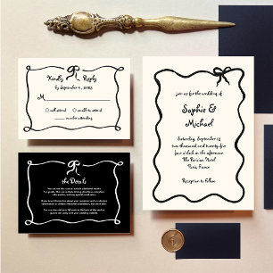 Amour   Black French Bow Wedding Details QR Code Begleitkarte