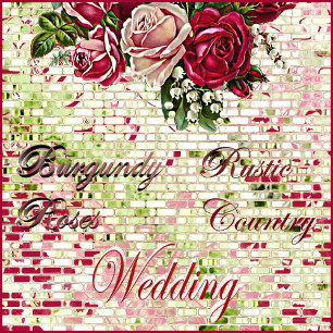 Burgund Red Rustic Rose Garland Country Wedding Einladung