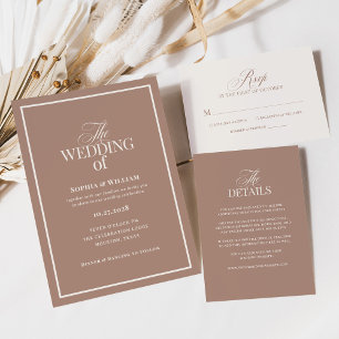 Weiches Mocha Taupe   Luxuriöse Details für Hochze Begleitkarte
