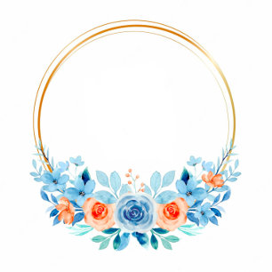 Spring Paint Blue Orange Florals Polterabend Einladung