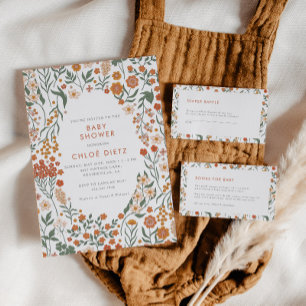 Moderne Retro Groovy Books für Baby Floral Begleitkarte