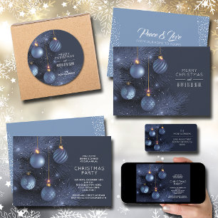 Christmas Blue Ornaments Feiertagskarte