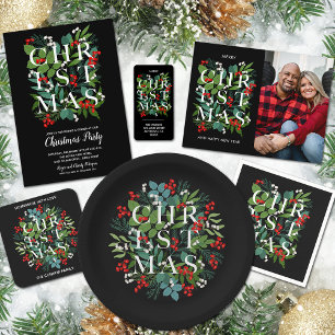 Weihnachts-Blätter und Berries Feiertagskarte