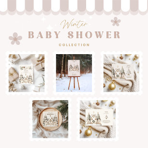 Boho Winter Hütte Weihnachtsdusche Einladung