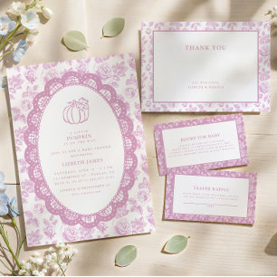 Chinoiserie-Blumenmuster in Rosa Toile Dankeskarte