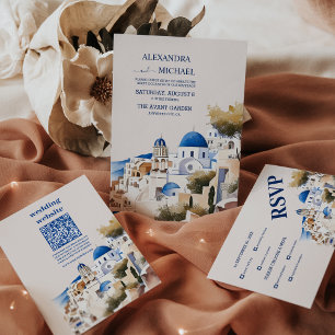 Ziel Griechenland Santorini Hochzeitsprogramm Einladung