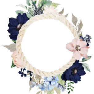 Marina Nautical Blooms Navy Blush Pink Wedding Inv Einladung