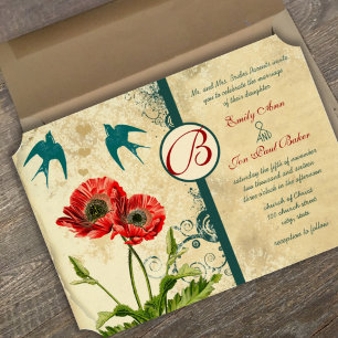 Oranger Mohn Hochzeitseinladung Einladung