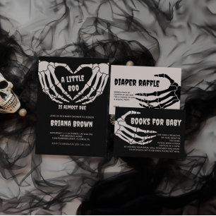 Gothic Skull Little Boo Halloween Kinderdusche Einladung