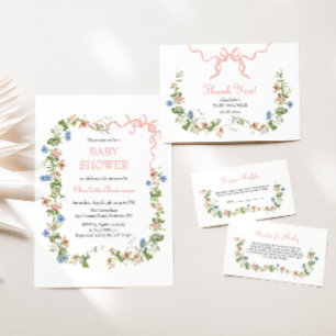 Wildblume Pink Bow geklappt Danke Karte