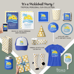 Pickleball Sun Palm Trees Pickleball Party Custom Pappteller