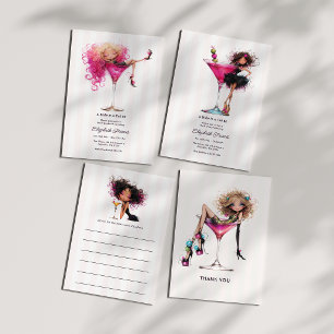 Braut in einem winzigen bisschen rosa Martini Jung Einladung