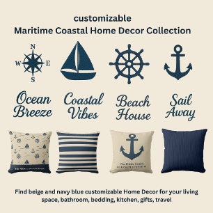 Marinebrücke mit Monogram, Beige Küstenreise Notizblock